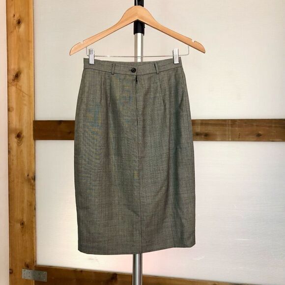 HOLT RENFREW Wool Grey Pencil Suit‎ Skirt Vintage  Sz 4 - Picture 2 of 6
